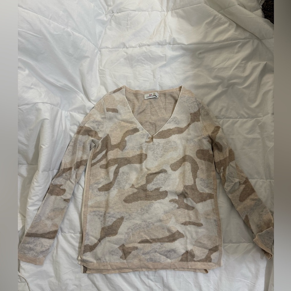 Neutral Camouflage vineyard vines V-Neck Sweater